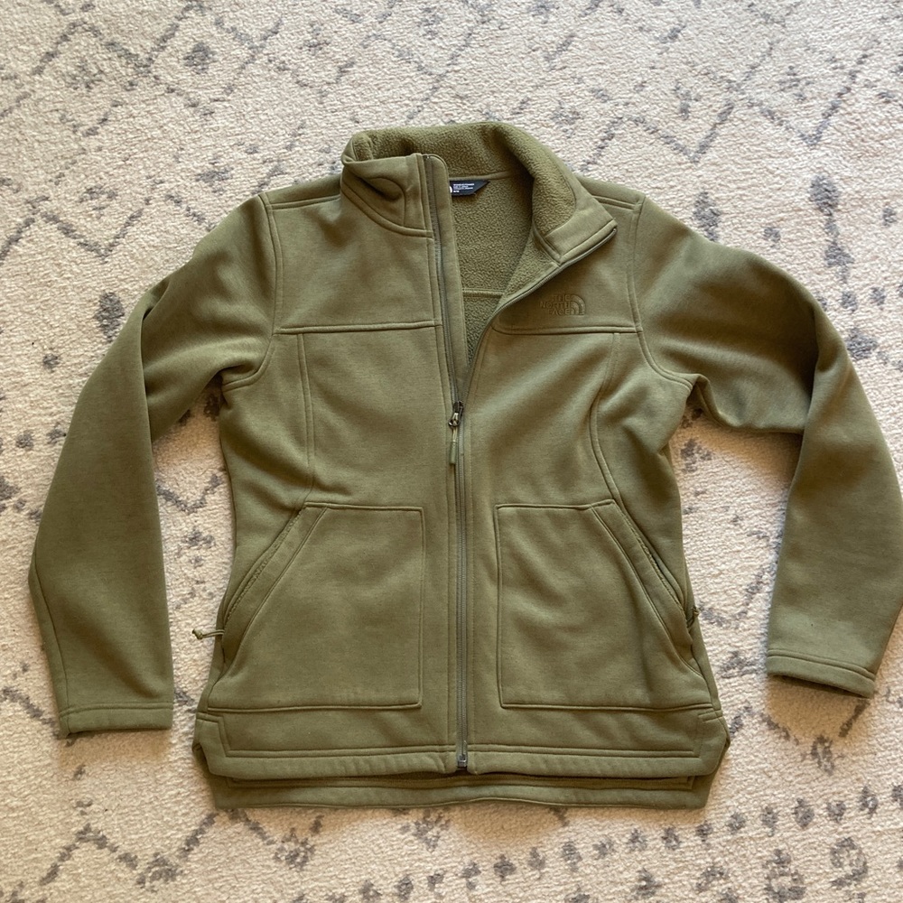 North Face sweatshirt jacket, size medium, army green